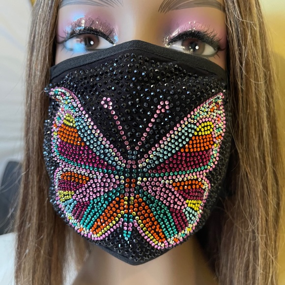 Butterfly Bling Rhinestone Face Mask with Filter - Picture 3 of 7